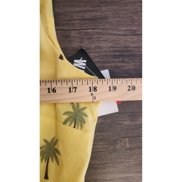 R & K Originals Vintage Yellow Palm Tree Linen Sleeveless Dress Size‎ 10 NWT - Picture 5 of 6